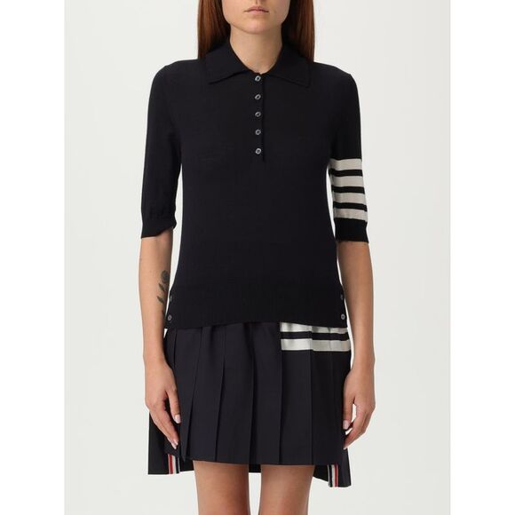 THOM BROWNE Sweaters - Thom Browne Women Wool Polo Shirt Thom Browne
